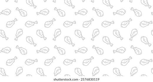 fried chicken seamless pattern background. doodle fried chicken pattern background. fast food background. Chicken leg pattern. Chicken wings pattern.