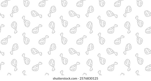 fried chicken seamless pattern background. doodle fried chicken pattern background. fast food background. Chicken leg pattern. Chicken wings pattern.