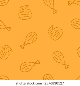 fried chicken seamless pattern background. doodle fried chicken pattern background. fast food background. Chicken leg pattern. Chicken wings pattern.