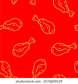 fried chicken seamless pattern background. doodle fried chicken pattern background. fast food background. Chicken leg pattern. Chicken wings pattern.