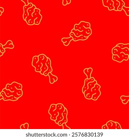 fried chicken seamless pattern background. doodle fried chicken pattern background. fast food background. Chicken leg pattern. Chicken wings pattern.