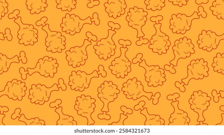 Fried chicken seamless pattern background. Doodle fried chicken pattern. Fast food background. Perfect for fabric, textile, wallpaper, decor, print, packaging. 