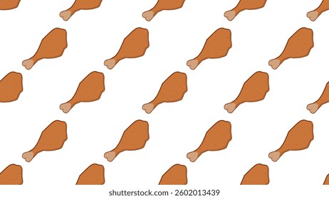 Fried chicken seamless pattern background. Fried chicken pattern. Fast food pattern background. Chicken leg. Perfect for fabrics, textile, wallpaper, and decor. SSTKbackgrounds