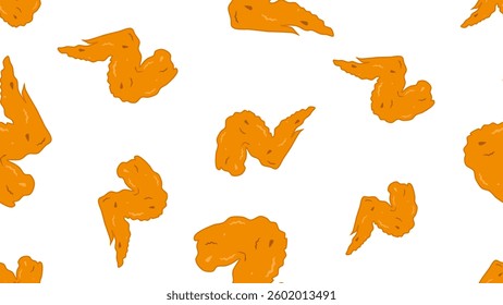 Fried chicken seamless pattern background. Fried chicken pattern. Fast food pattern background. Chicken leg. Perfect for fabrics, textile, wallpaper, and decor. SSTKbackgrounds