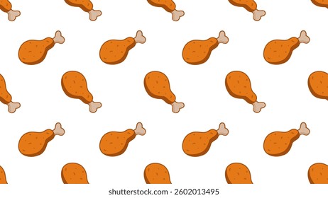 Fried chicken seamless pattern background. Fried chicken pattern. Fast food pattern background. Chicken leg. Perfect for fabrics, textile, wallpaper, and decor. SSTKbackgrounds