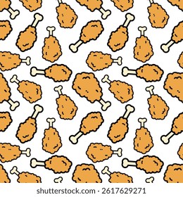 fried chicken seamless pattern background. doodle fried chicken pattern background. fast food background. Chicken leg pattern. Chicken pattern. burger.