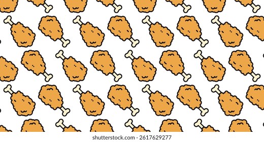 fried chicken seamless pattern background. doodle fried chicken pattern background. fast food background. Chicken leg pattern. Chicken pattern. burger.