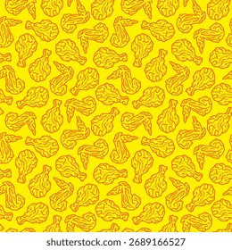 fried chicken seamless pattern background. doodle fried chicken pattern background. Fried chicken doodle pattern. fast food background. Chicken wings pattern. 