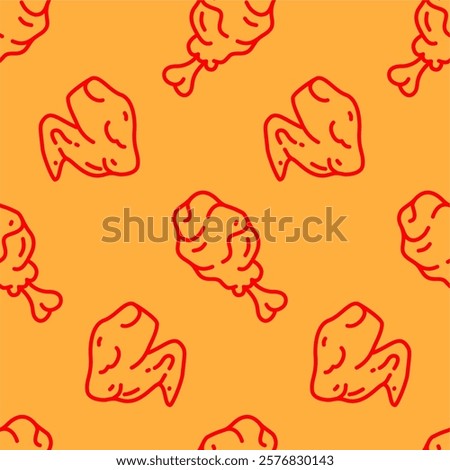 fried chicken seamless pattern background. doodle fried chicken pattern background. fast food background. Chicken leg pattern. Chicken wings pattern.