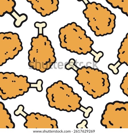 fried chicken seamless pattern background. doodle fried chicken pattern background. fast food background. Chicken leg pattern. Chicken pattern. burger.