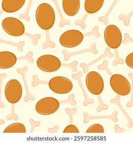 fried chicken seamless pattern for cover background,fabric,wrapper,wallpaper,etc