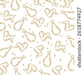 Fried Chicken Seamless Pattern Doodle Drawing Vector Illustration