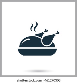 Fried chicken simple icon on the background