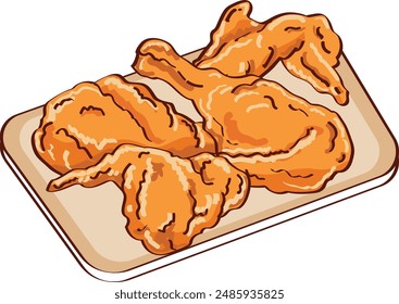 Fried Chicken Simple Illustration Vector in White Background