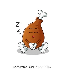 fried chicken sleep mascot vector cartoon illustration