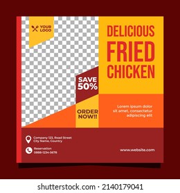 Fried Chicken Social Media Post Template Design