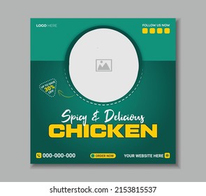 Fried Chicken Social Media Post Template Design