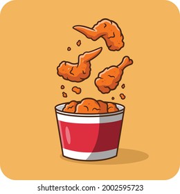 
fried chicken spicy in bucket red color, vector design and isolated background.