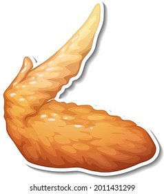 Fried chicken sticker on white background illustration