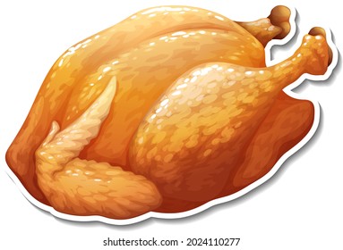 Fried chicken sticker on white background illustration