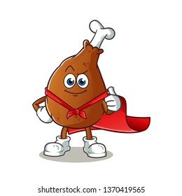 fried chicken super hero mascot vector cartoon illustration
