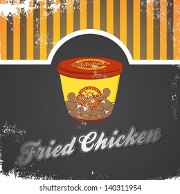 fried chicken in take away bucket vintage page