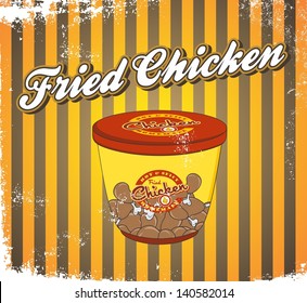 fried chicken in take away bucket vintage stripes