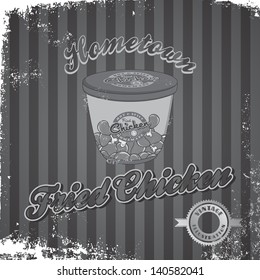 fried chicken in take away bucket vintage silver