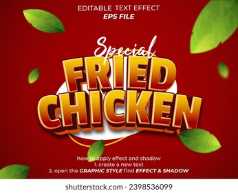 efecto de texto de pollo frito, fuente editable, tipografía, texto 3d. plantilla de vector