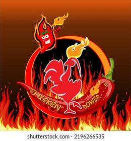 Fried chicken themed logo that serves super spicy, hot and delicious products. The fire and color images are very representative of the food served, delicious and spicy