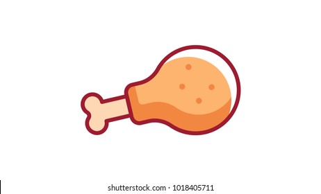 fried chicken thigh flat icon illustration