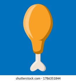 fried chicken thigh flat icon logo vector illustration. isolated vector