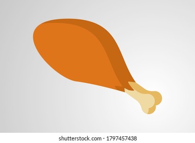 Fried Chicken Thigh Illustration Flat Design, Fast food Design