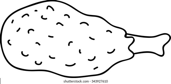 Fried chicken thigh. Isolated