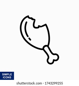 Fried chicken, chicken thighs icon in trendy outline style design. Vector graphic illustration.