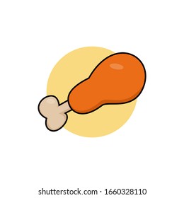 fried chicken thighs vector icon illustration minimalist flat design simple