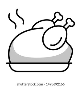 fried chicken thin line vector icon
