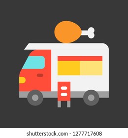 Fried chicken truck vector, Food truck flat design icon
