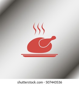 Fried chicken or turkey flat icon.