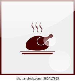 Fried chicken or turkey flat icon.