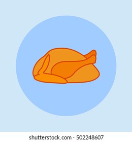 Fried chicken or turkey flat line icon. Vector illustration.