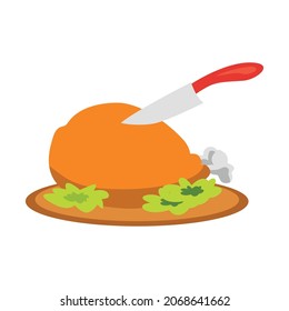 Fried chicken or turkey in flat style design vector drawing illustration design