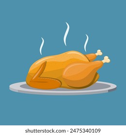 Fried chicken or turkey isolated. illustration in flat style