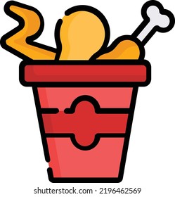 fried chicken vector concept on white background. isolated illustration icon