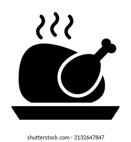 glifo vector de pollo frito Icono. Icono de línea vector simple
