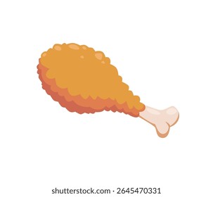 Fried chicken vector illustration. Barbecue grilled fried poultry, greasy fast food, tasty unhealthy snack with crispy fillet drumsticks. Vector of barbecue cartoon chicken illustration