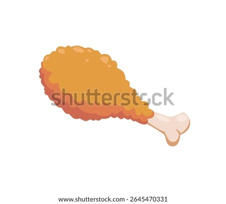 Fried chicken vector illustration. Barbecue grilled fried poultry, greasy fast food, tasty unhealthy snack with crispy fillet drumsticks. Vector of barbecue cartoon chicken illustration