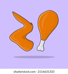 Fried Chicken Vector Illustration. Fast Food Flat Icon