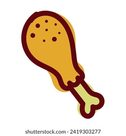 Ilustración vectorial de pollo frito diseño plano colorido