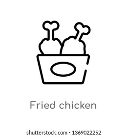 Fried Chicken Vector Line Icon. Simple Element Illustration. Fried Chicken Outline Icon From Fast Food Concept. Can Be Used For Web And Mobile